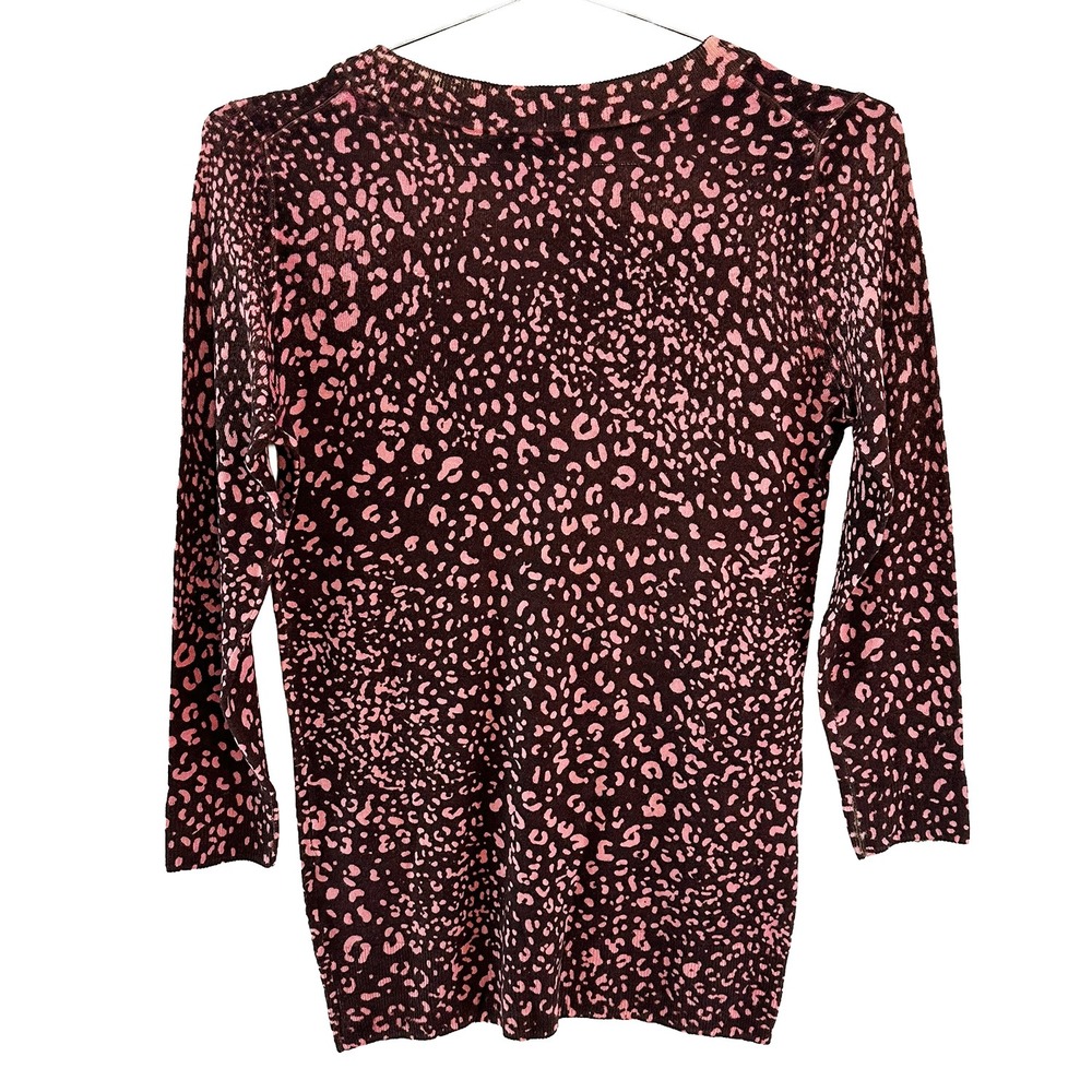 J. CREW 100% Merino Wool Crew Neck Sweater • XXS • pink, brown, leopard print - Picture 4 of 7